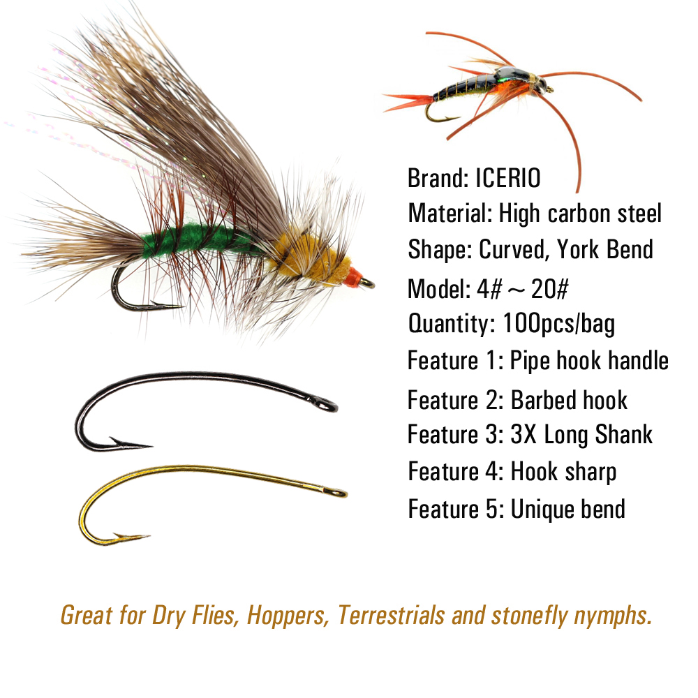 ICERIO 100 Buah 3X Panjang Bat - Fishing Hook Size ulasan dan harga