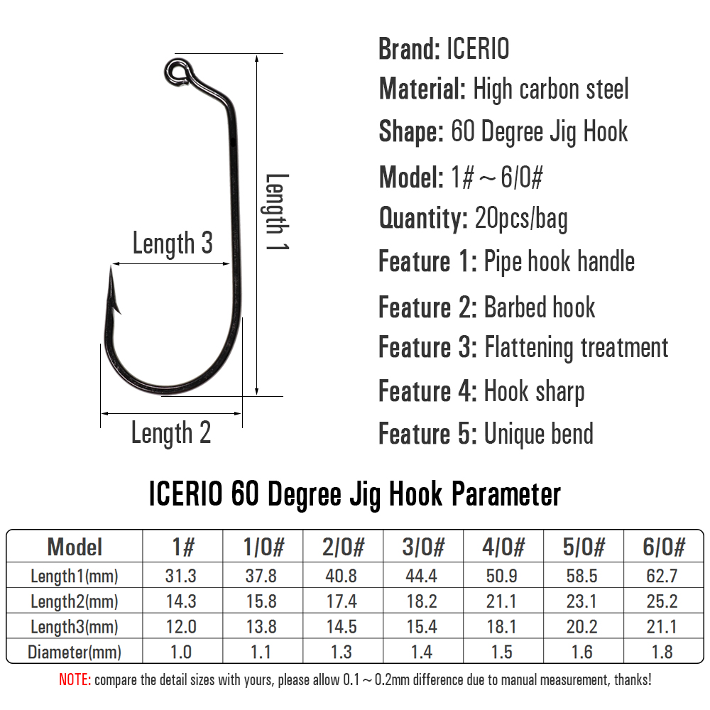 ICERIO 20 Buah 60 Derajat Jig  - Fishing Hook Barbless ulasan dan harga