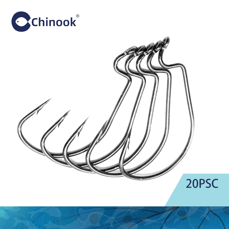 Chinook 20pcs Wide worm Texan  - Fishing Hook Offset ulasan dan harga