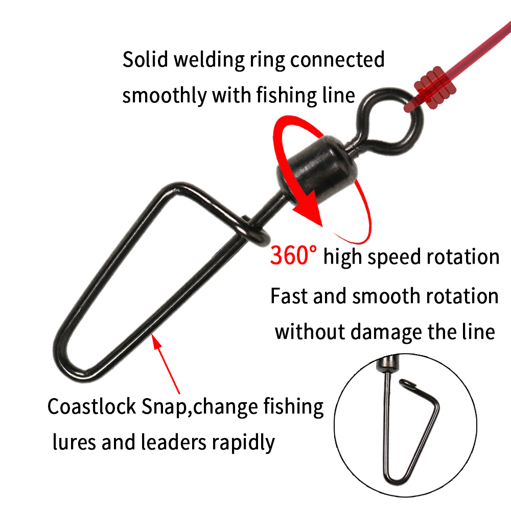 20PCS # 12 -1/0 Rolling Swivel - Fishing Hook Stainless Steel ulasan dan harga