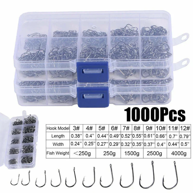 50-1600Pcs/Kotak Kail Pancing  - Fishing Hook Circle ulasan dan harga