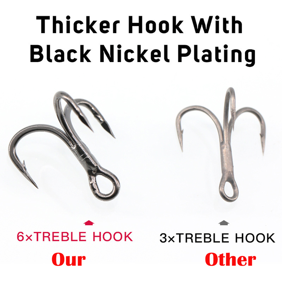 6X kail pancing Treble 10 buah - Fishing Hook Offset ulasan dan harga